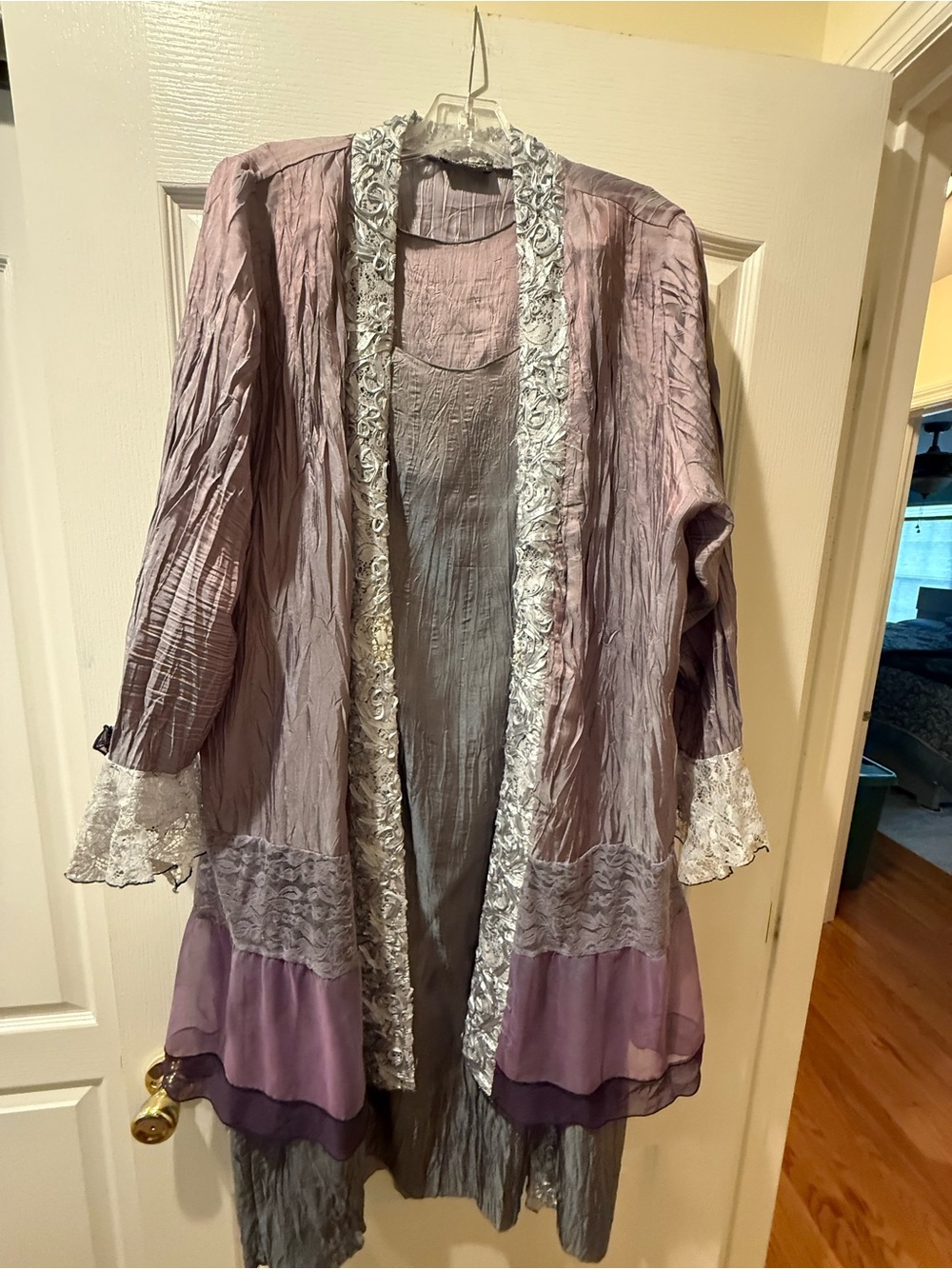 Lee Andersen “Art to Wear” Lavender Layered Crinkle dress with Duster